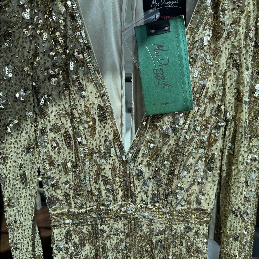 Mac Duggal Gold Sequin Dress